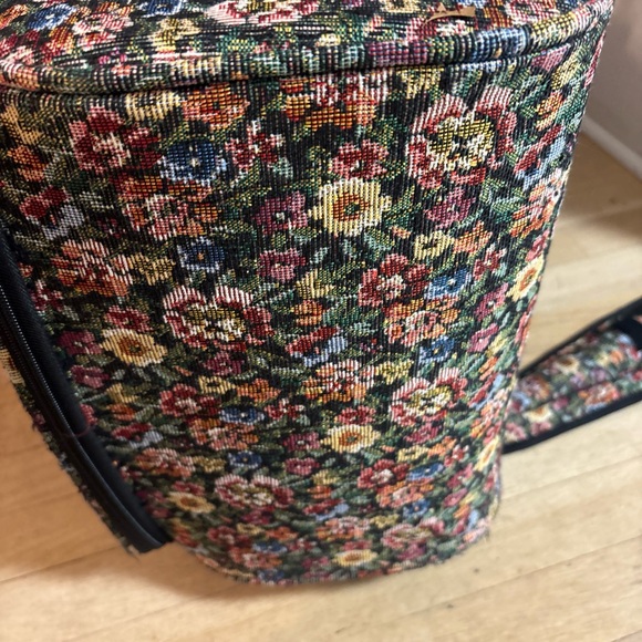 Vintage Tapestry Sewing Machine Rolling Luggage Trolley Bag Case Tote XL Roomy! - Picture 8 of 13